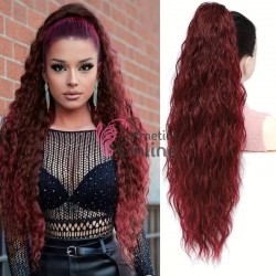 Extensie de par coada ondulata Deep Wave cu cleste 70 cm Cod 1970-108 Burgundy (Visiniu)